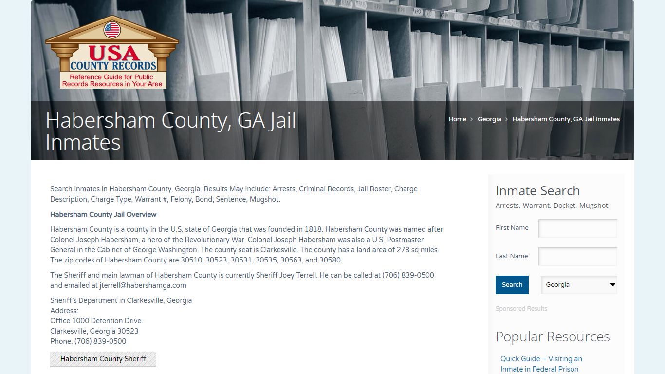 Habersham County, GA Jail Inmates | Name Search